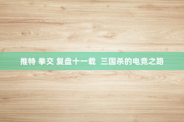 推特 拳交 复盘十一载  三国杀的电竞之路
