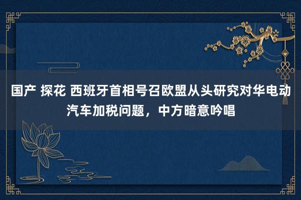 国产 探花 西班牙首相号召欧盟从头研究对华电动汽车加税问题，中方暗意吟唱