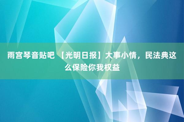 雨宫琴音贴吧 【光明日报】大事小情，民法典这么保险你我权益